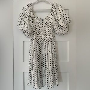 MINKPINK White Dress with Black Polka Floral Print